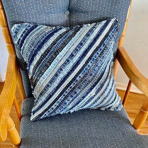Recycled Denim Diagonal Throw Pillow with insert